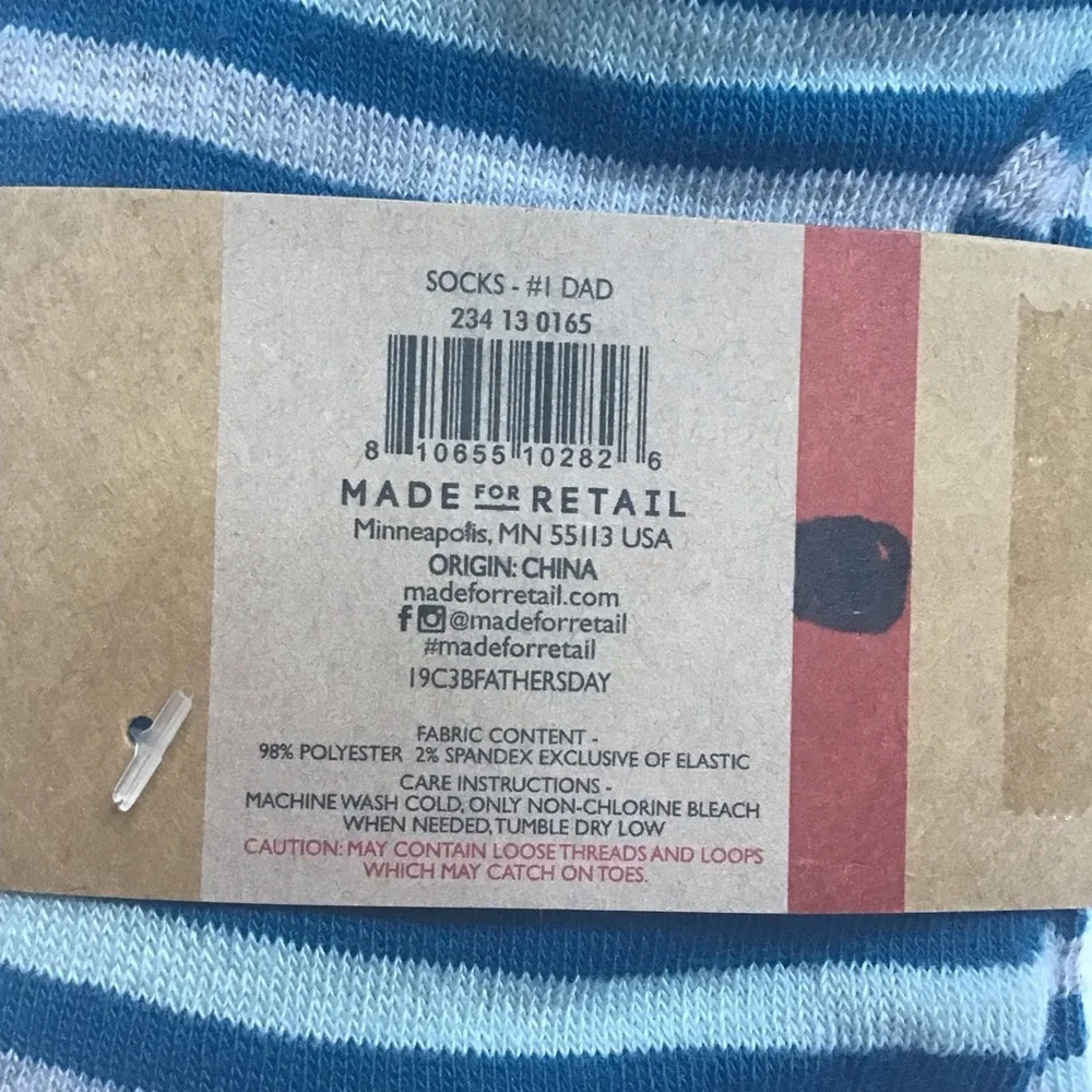Grey‎ & Blue Stripe #1 Dad Socks NWT